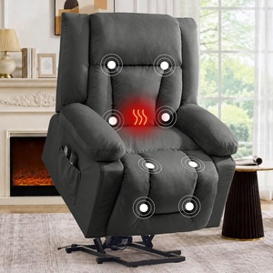 Korser Dual Motor Power Lift Recliner Chair for Elderly with Massage and Heat, Oversized Electric Recliner with Side Pockets, Living Room, Waffle, Grey(Grey-1)