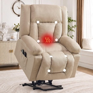Korser Dual Motor Power Lift Recliner Chair for Elderly with Massage and Heat, Oversized Electric Recliner with Side Pockets, Living Room, Waffle, Grey(Khaki)