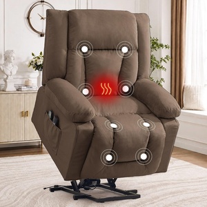 Korser Dual Motor Power Lift Recliner Chair for Elderly with Massage and Heat, Oversized Electric Recliner with Side Pockets, Living Room, Waffle, Grey(Lightbrown)