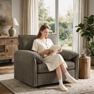 Korser Oversized Accent Chair, 39.3″ Wide Arm Chairs for Living Room & Bedroom, Modern Lounge Chair, Upholstered Mid-Century Reading Chair, Comfy Living Room Chair, Single Sofa Chair, Chenille, Beige(Brown-1)