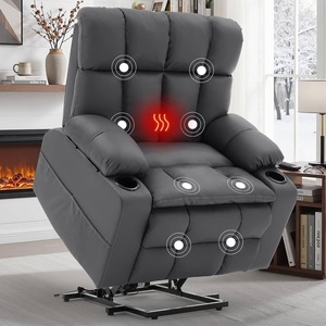 Korser Oversized Dual Motor Power Lift Recliner for Elderly with Massage and Heat, Extra Wide Electric Recliner with Adjustable Headrest, Lift Chair with Storebox Cupholder, USB Ports, Type C, Black(Classic Grey)