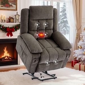 Korser Power Lift Recliner Chair, Electric Lift Recliner for Elderly with Heat and Massage, Recliner Single Sofa with Infinite Position, Electric Lift Chair for Living Room Bedroom, Black(Brown)