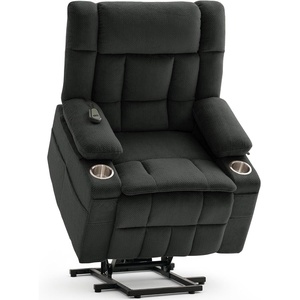 Korser Power Lift Recliner Chair with Massage and Heat for Elderly, Electric Lift Recliner for Adults with 2 Cup Holders, 2 Side and 2 Front Pockets, Lift Chairs Recliners for Living Room, Khaki(Darkgray)
