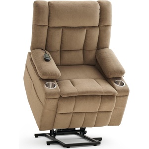 Korser Power Lift Recliner Chair with Massage and Heat for Elderly, Electric Lift Recliner for Adults with 2 Cup Holders, 2 Side and 2 Front Pockets, Lift Chairs Recliners for Living Room, Khaki(Khaki)