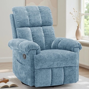 Korser Power Recliner Chair, Electric Recliners for Adults, Small Recliners for Small Spaces, Upholstered Recliner with USB & Type-C Charging Ports, Nursery Chair for Living Room, Chenille, Beige(Airy Blue)