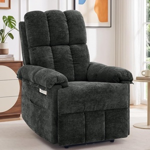 Korser Power Recliner Chair, Electric Recliners for Adults, Small Recliners for Small Spaces, Upholstered Recliner with USB & Type-C Charging Ports, Nursery Chair for Living Room, Chenille, Beige(Classic Black)