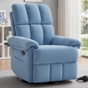 Korser Power Recliner Chair, Electric Recliners for Adults, Small Recliners for Small Spaces, Upholstered Recliner with USB & Type-C Charging Ports, Nursery Chair for Living Room, Chenille, Beige(Misty Blue)