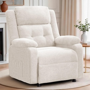 Korser Power Recliner Chair, Living Room Chairs for Adults, Oversized Electric Recliner with Side Pockets, Chenille Fabric Reclining Chair for Living Room, Bedroom(White-2)