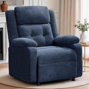 Korser Power Recliner Chair, Living Room Chairs for Adults, Oversized Electric Recliner with Side Pockets, Chenille Fabric Reclining Chair for Living Room, Bedroom(Blue-4)