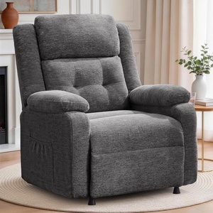Korser Power Recliner Chair, Living Room Chairs for Adults, Oversized Electric Recliner with Side Pockets, Chenille Fabric Reclining Chair for Living Room, Bedroom(Grey-0)