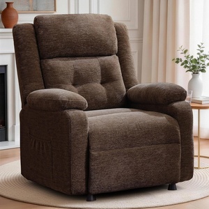 Korser Power Recliner Chair, Living Room Chairs for Adults, Oversized Electric Recliner with Side Pockets, Chenille Fabric Reclining Chair for Living Room, Bedroom(Darkbrown-2)