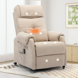 Korser Power Recliner Chair for Adults, Recliner for Small Spaces with Rollers, Electric Chair with Massage and Heat, USB and Type-C Charge Port, Fabric Recliner Chair for Living Room, Bedroom(Khaki)
