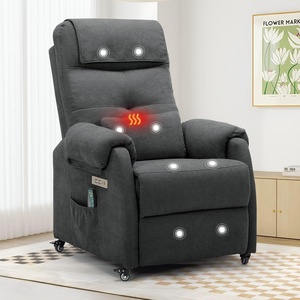 Korser Power Recliner Chair for Adults, Recliner for Small Spaces with Rollers, Electric Chair with Massage and Heat, USB and Type-C Charge Port, Fabric Recliner Chair for Living Room, Bedroom(Dark Grey)