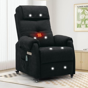 Korser Power Recliner Chair for Adults, Recliner for Small Spaces with Rollers, Electric Chair with Massage and Heat, USB and Type-C Charge Port, Fabric Recliner Chair for Living Room, Bedroom(Black)