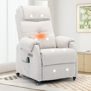 Korser Power Recliner Chair for Adults, Recliner for Small Spaces with Rollers, Electric Chair with Massage and Heat, USB and Type-C Charge Port, Fabric Recliner Chair for Living Room, Bedroom(Beige)