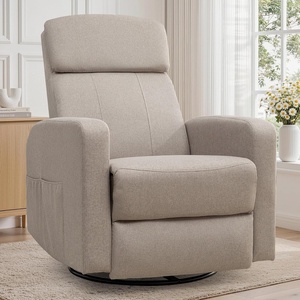 Korser Power Recliner Chair for Adults, Swivel Rocker Recliner with USB Ports, Nursery Rocking Chairs with Side Pockets, Electric Recliner Nursery Glider for Living Room & Nursery, Linen Fabric, Beige(Khaki)