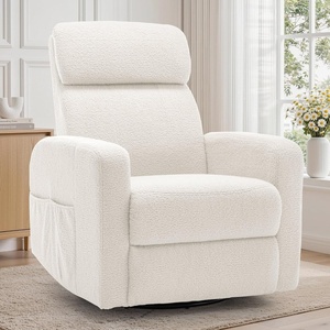 Korser Power Recliner Chair for Adults, Swivel Rocker Recliner with USB Ports, Nursery Rocking Chairs with Side Pockets, Electric Recliner Nursery Glider for Living Room & Nursery, Linen Fabric, Beige(Ivory)
