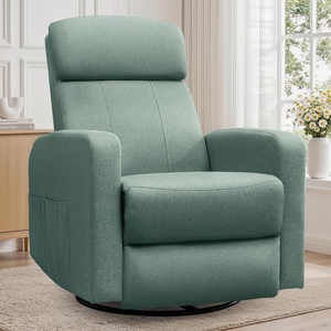 Korser Power Recliner Chair for Adults, Swivel Rocker Recliner with USB Ports, Nursery Rocking Chairs with Side Pockets, Electric Recliner Nursery Glider for Living Room & Nursery, Linen Fabric, Beige(Teal)
