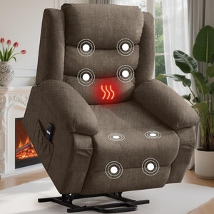 Korser Power Recliner Chair with Massage and Heating, Power Lift Recliner Chair for Elderly and Adults, Electric Recliner with Remote Control and Cup Holders for Living Room, Linen Fabric, Brown(Brown)