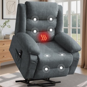 Korser Power Recliner Chair with Massage and Heating, Power Lift Recliner Chair for Elderly and Adults, Electric Recliner with Remote Control and Cup Holders for Living Room, Linen Fabric, Brown(Leaden Grey)
